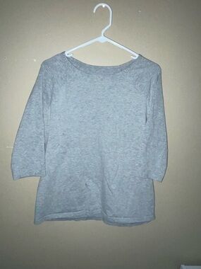 Hanes 3/4 sleeve Light Gray Casual tee shirt knit top size L